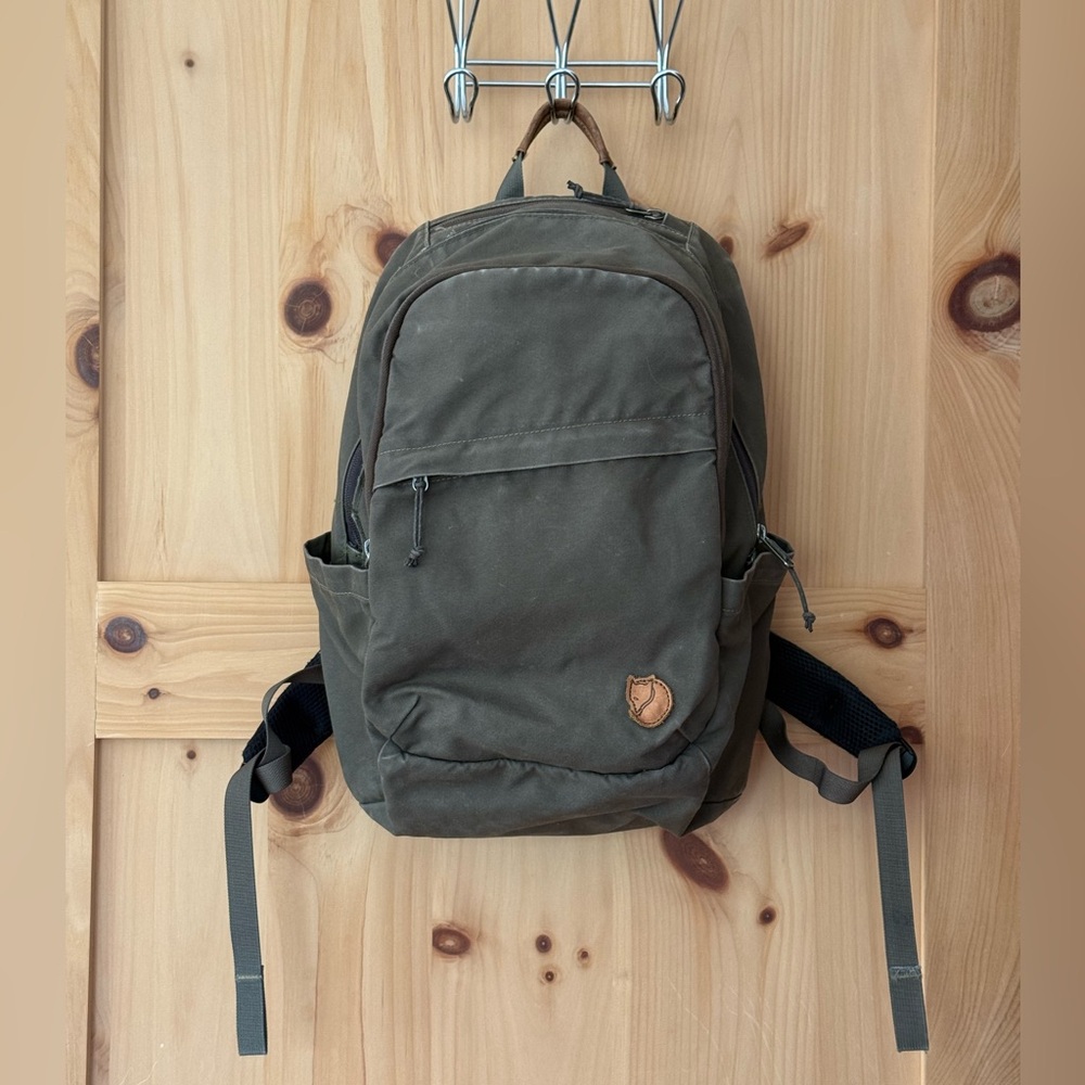 Fjallraven canvas backpack in army green